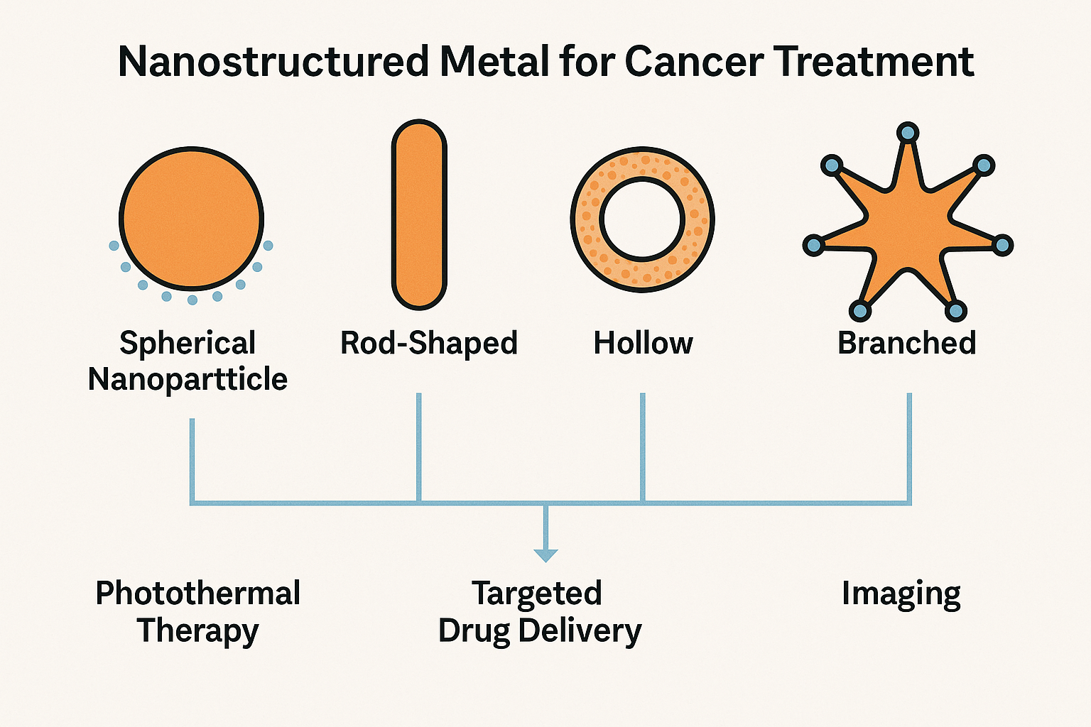 Figure 1. Concept illustration of how nanostructured metal is used in
cancer treatments